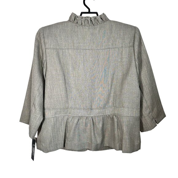 T. Milano Gray Ruffle 2-Piece Suit Set Blazer & Skirt Size 16W - Picture 3 of 12